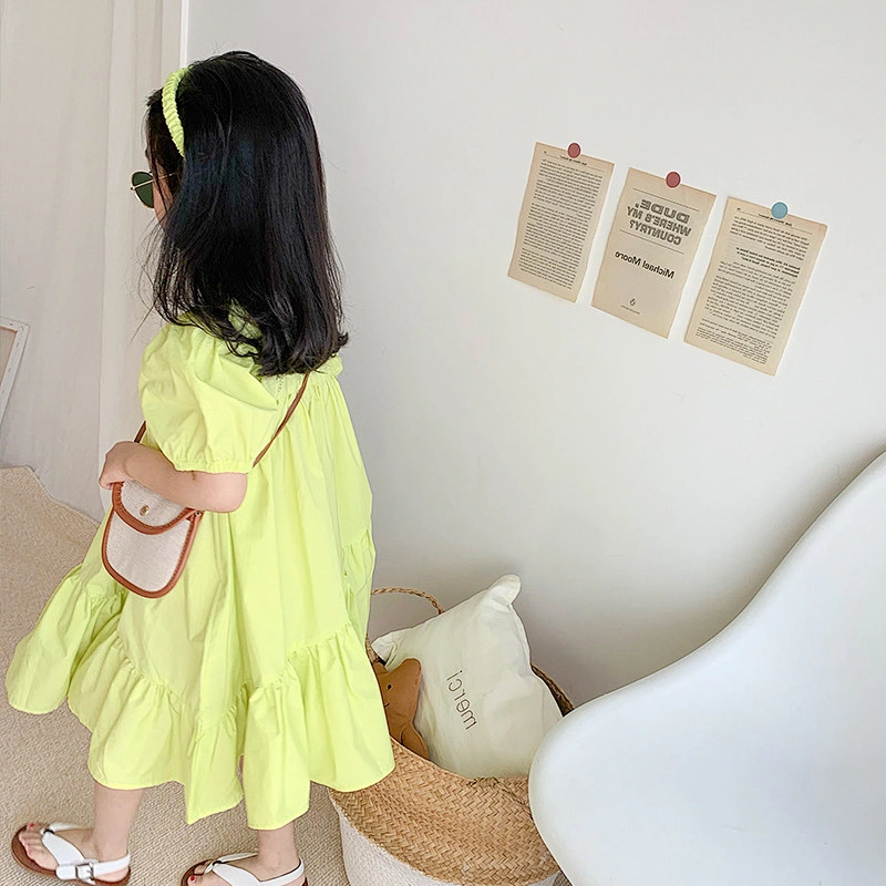 Baby girl jumpsuit dress for kid solid color kids vintage dress kids one piece dress