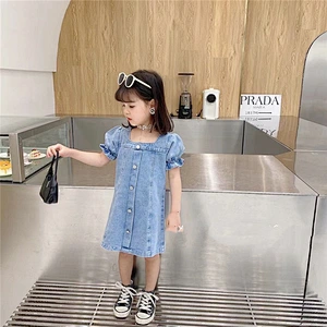 Cute Denim skirt kids dress set baby kids shirt dress