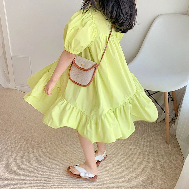 Baby girl jumpsuit dress for kid solid color kids vintage dress kids one piece dress