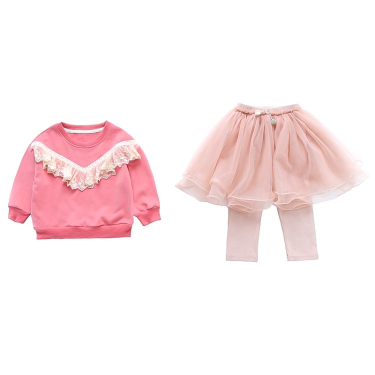 Girls autumn mesh skirt set