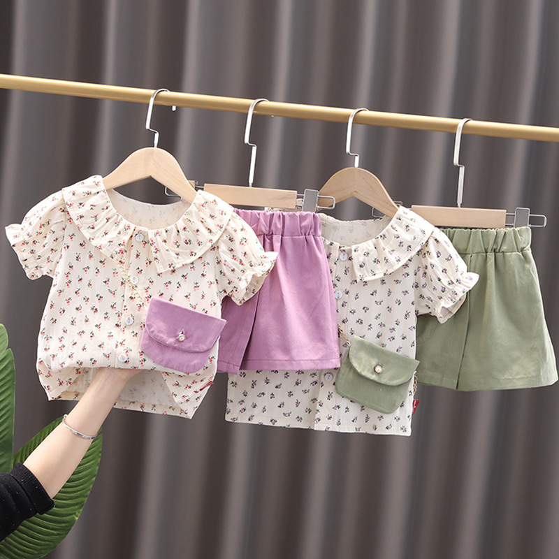 summer baby girl short shirt sets