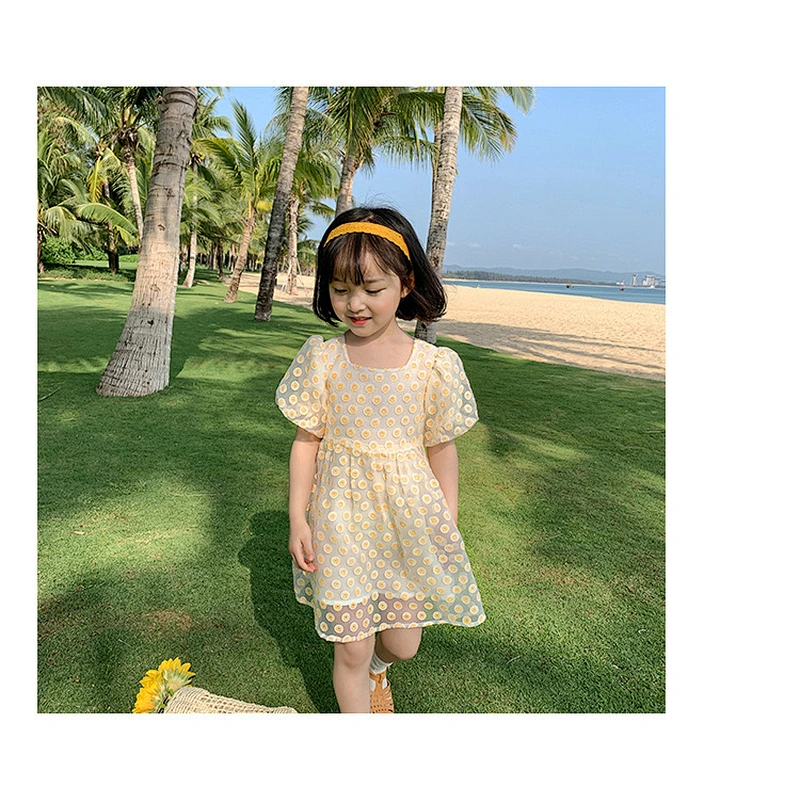 Summer sunflower dress kids boutique girl kids dress