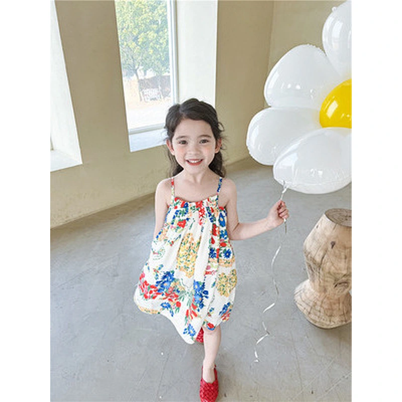 teenager dress girls flower print dress girls' sleeveless dresses