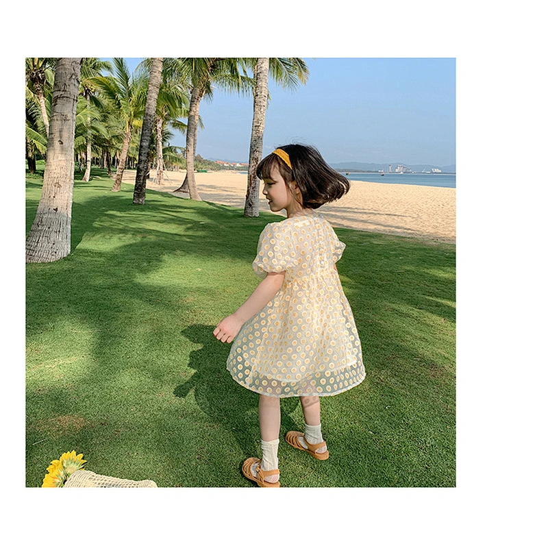 Summer sunflower dress kids boutique girl kids dress