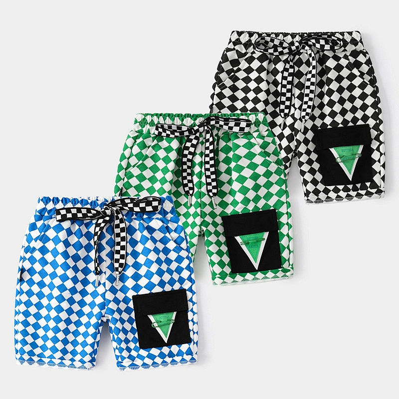 summer pants kids checkerboard style pants for boys kids