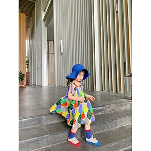 Big girl all over print kids flower dress wholesale kids sleeveless dress