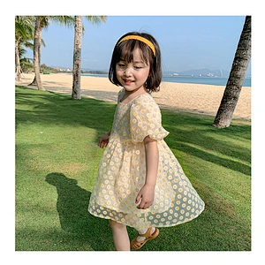 Summer sunflower dress kids boutique girl kids dress