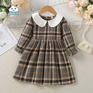 christmas clothes girl plaid dress for net girls long china dress for girls
