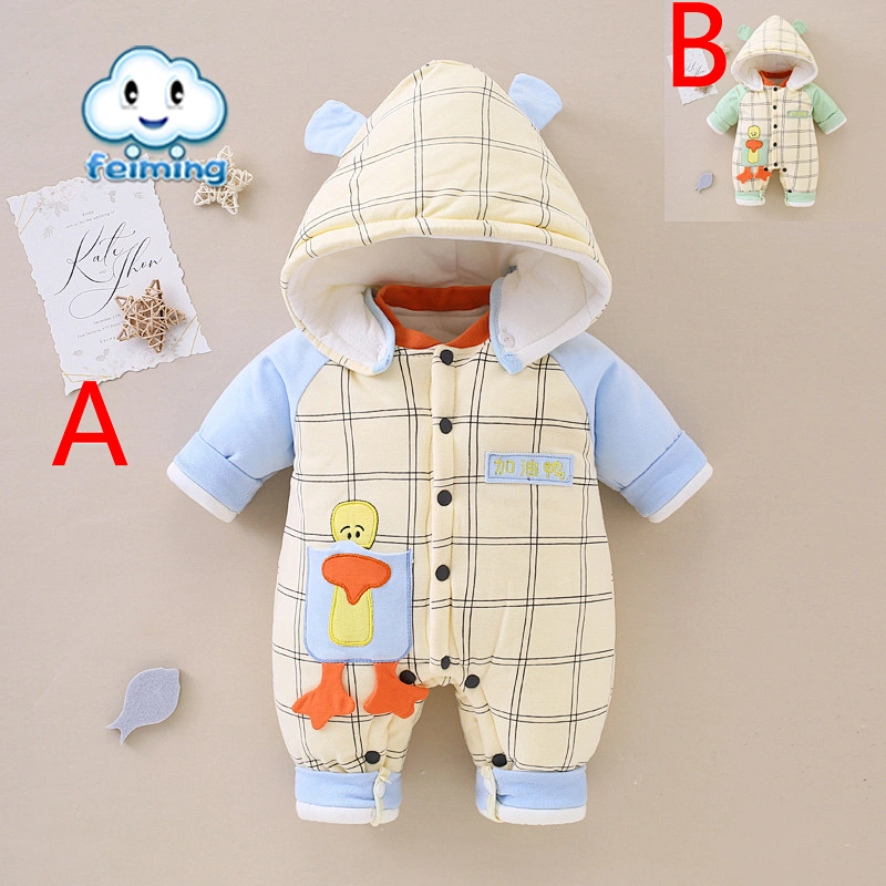 winter romper baby boy romper cotton boys hooded rompers