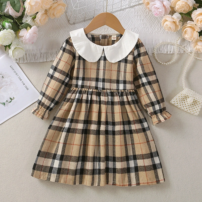 autumn winter dress clothes for children girls plaid dress for girls