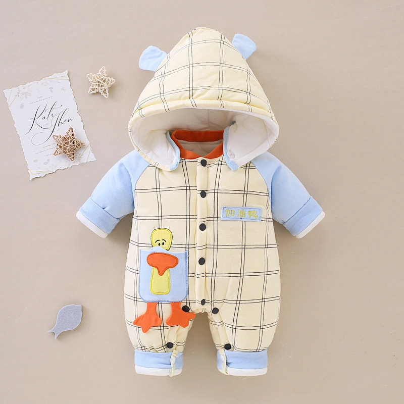 winter romper baby boy romper cotton boys hooded rompers