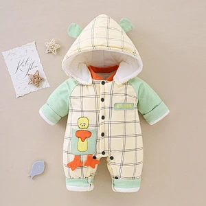 winter romper baby boy romper cotton boys hooded rompers