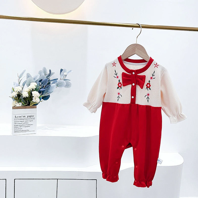 Bowknot baby floral romper baby girl