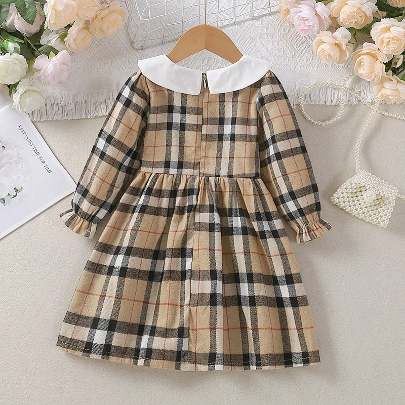 autumn winter dress clothes for children girls plaid dress for girls