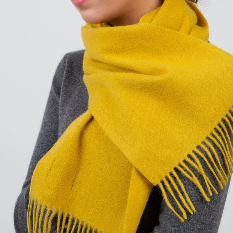 custom soft fringed winter scarf detail view
