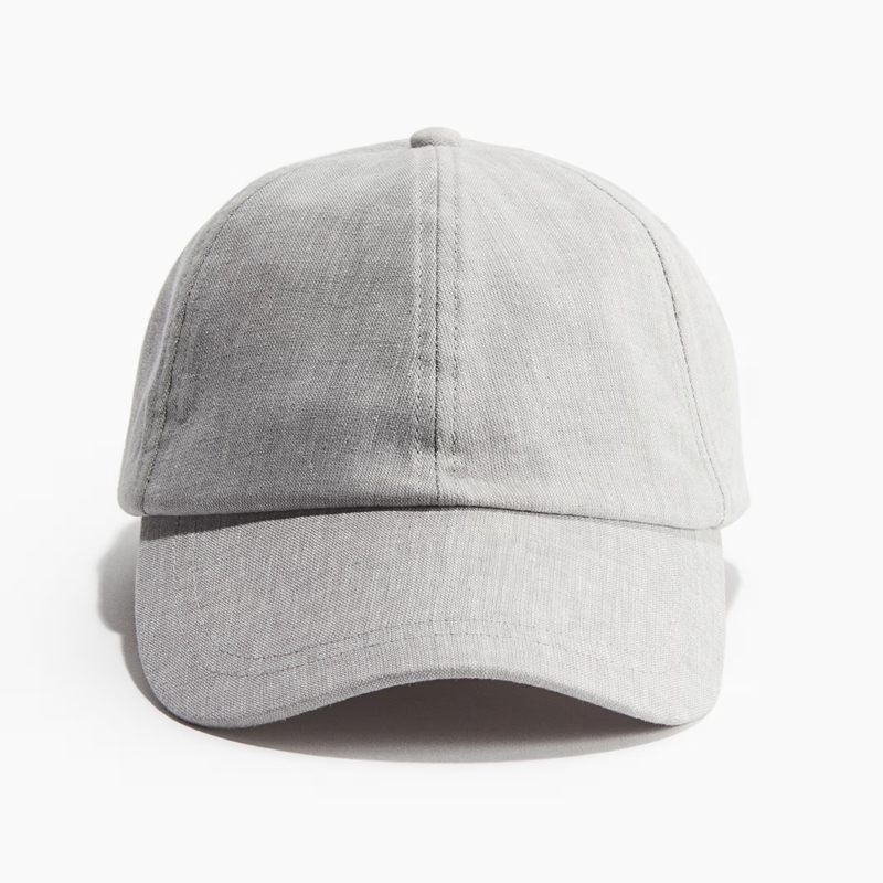 gray natural linen cotton dad hat front view