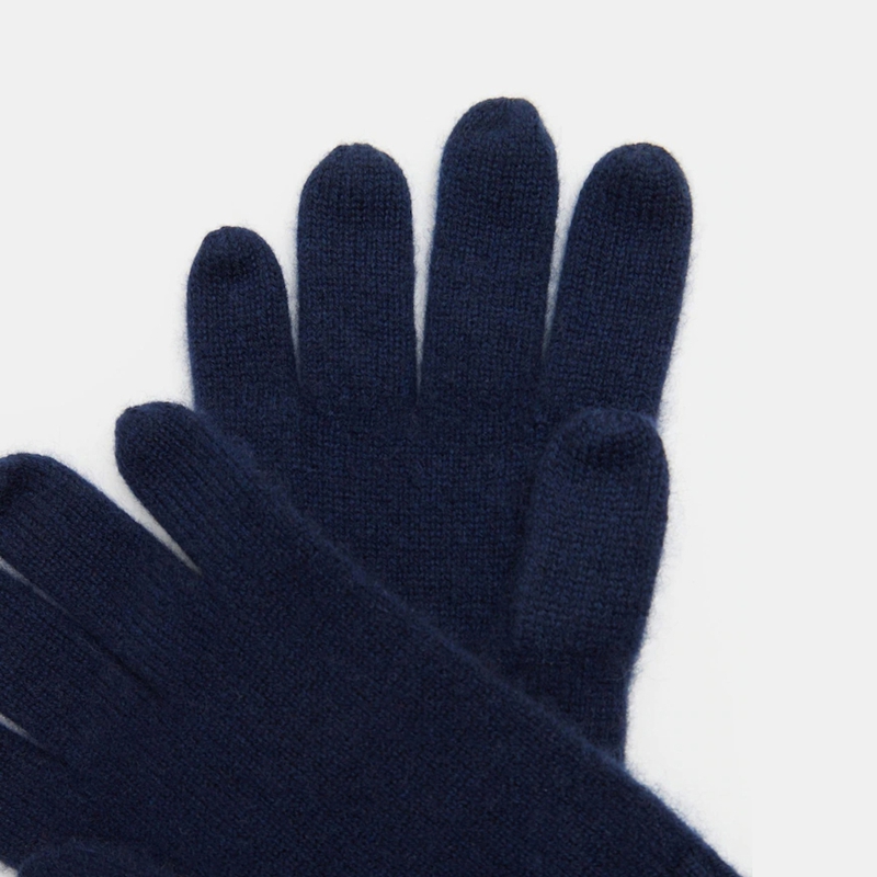 black ribbed knit wool gloves details