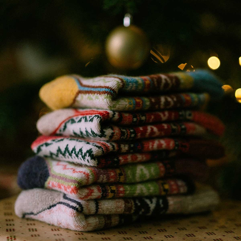 fair isle wool socks folded view