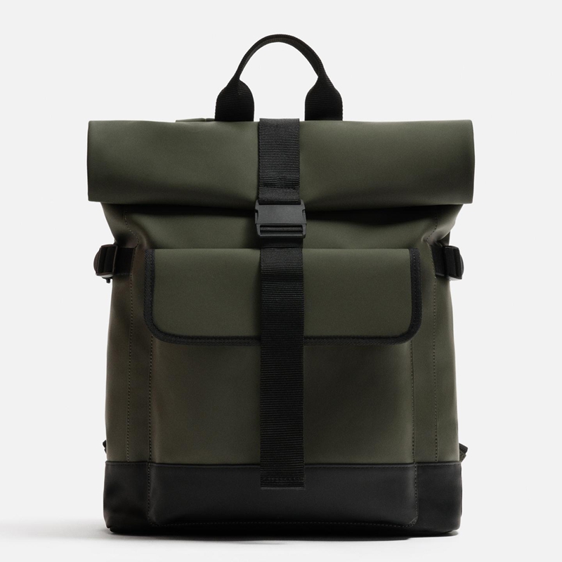 olive green backpack front view