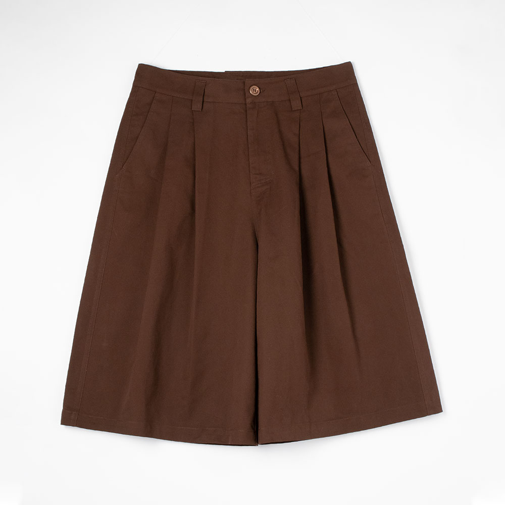 pleated denim culotte shorts
