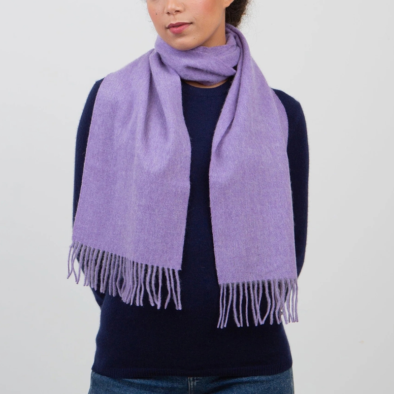 lavender fringed wool-blend scarf