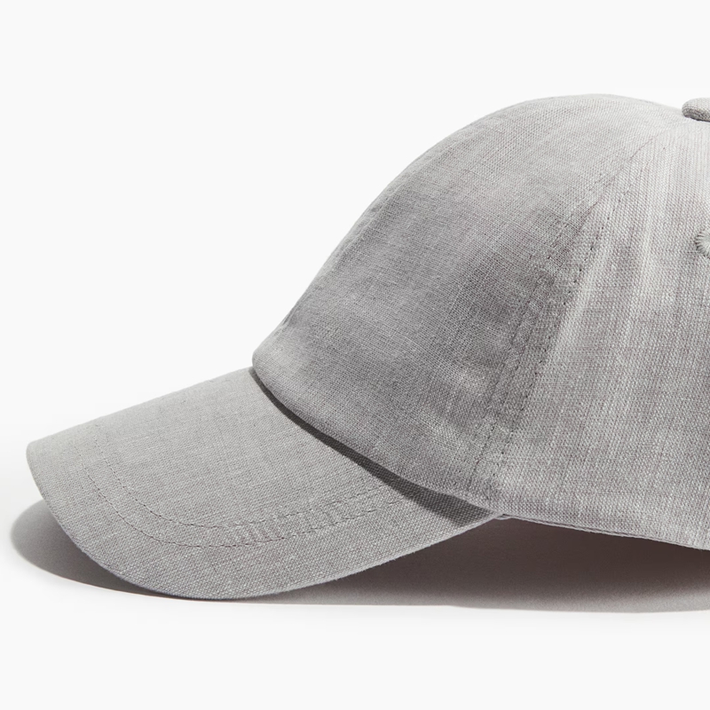 natural linen cotton dad hat detail view