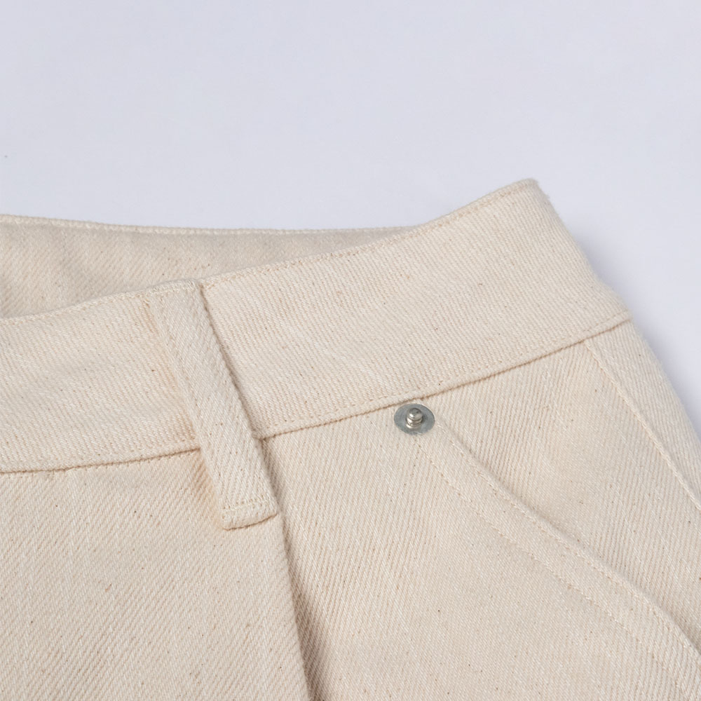 custom off white denim culotte shorts waistband detail