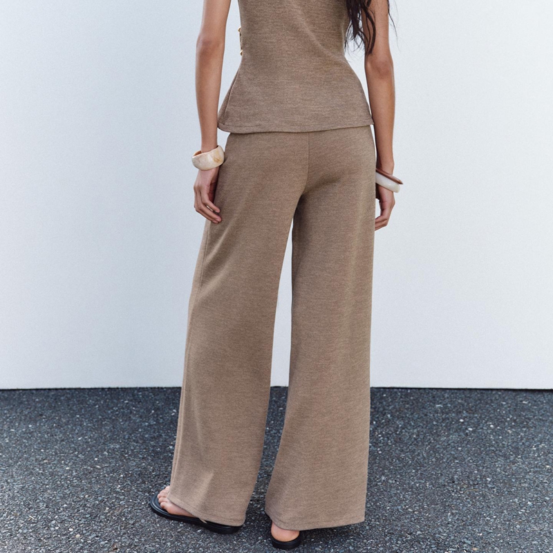 high waisted knit pants lifestyle styling back view