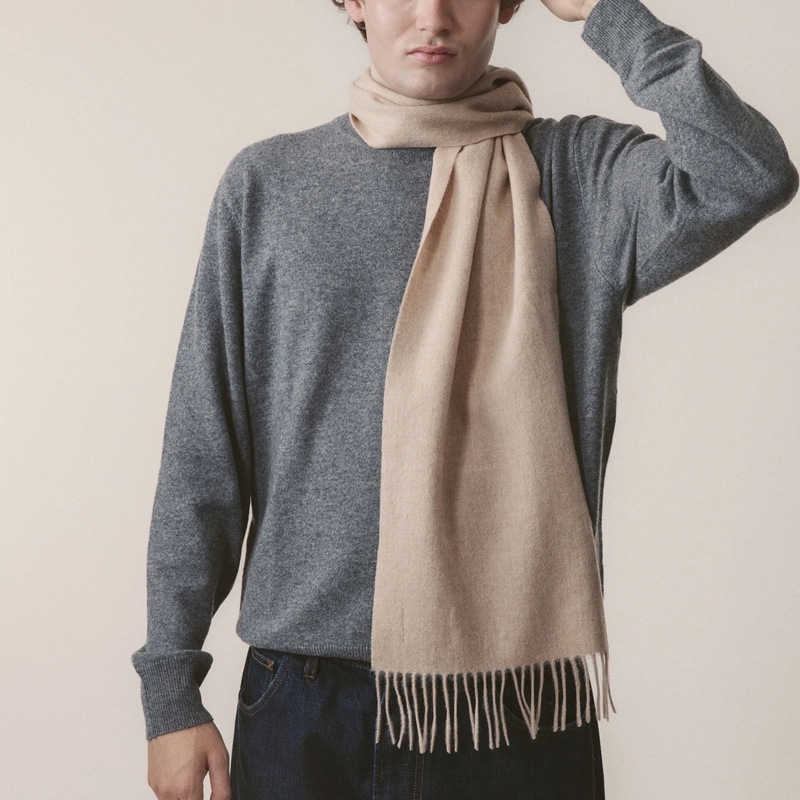 minimalist neutral-toned everyday scarf lifestyle front view