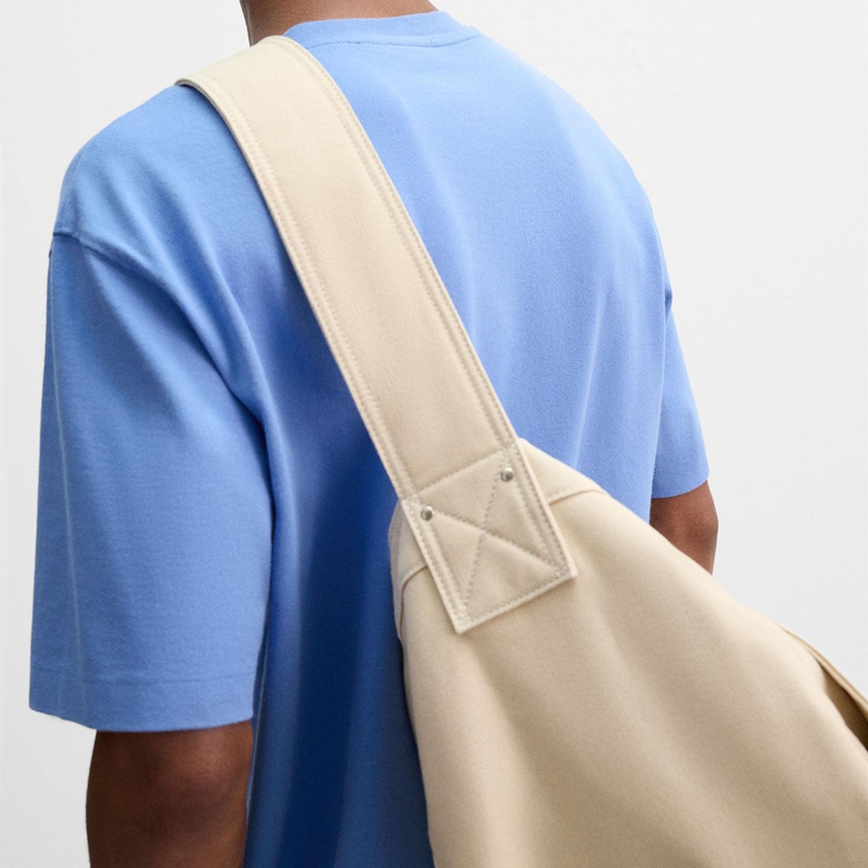 beige canvas bag lifestyle back view