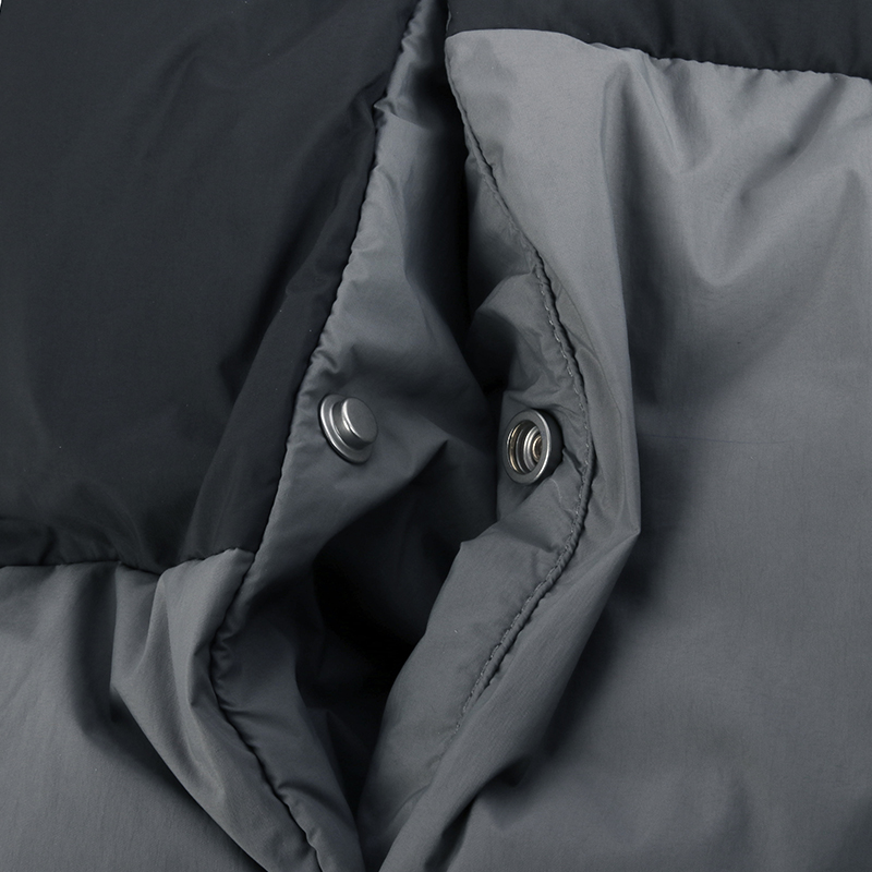 custom color block puffer jacket pocket detail