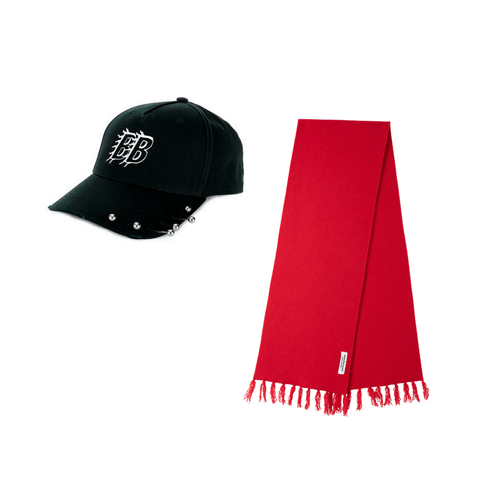 red fringed wool-blend scarf