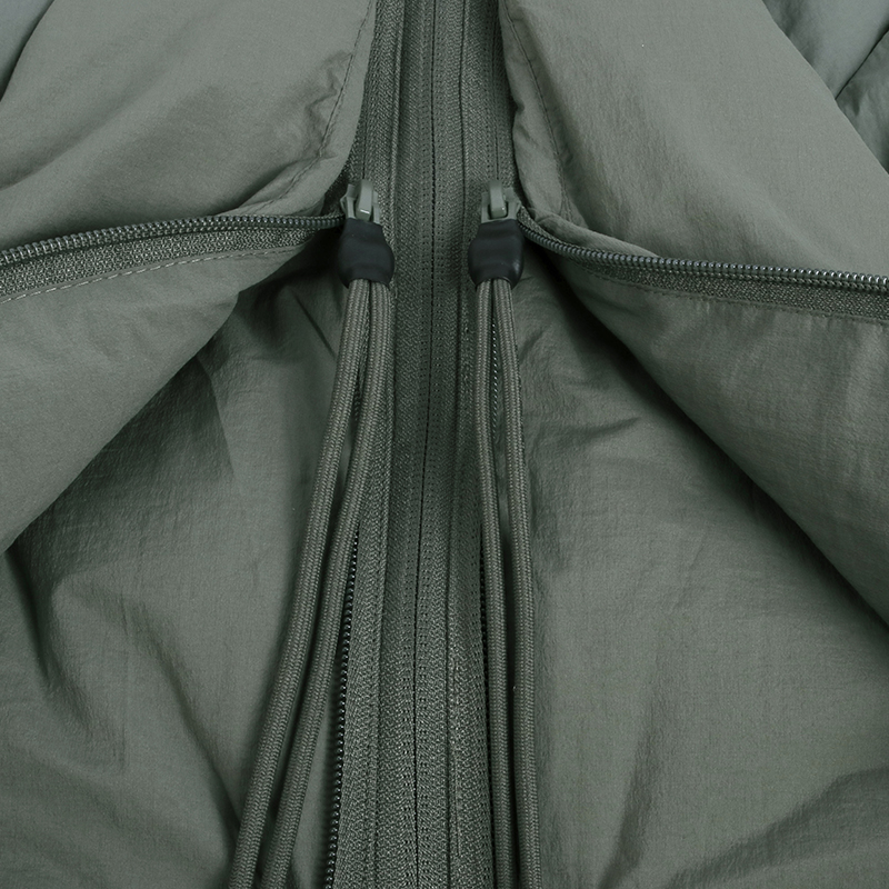 custom technical puffer jacket zipper detail