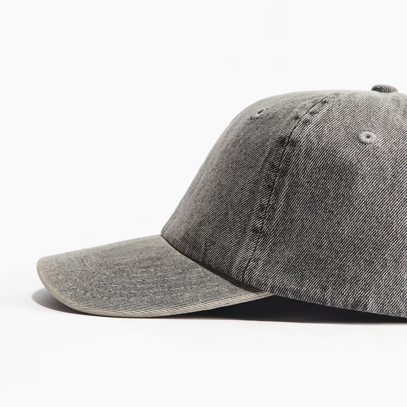 gray custom vintage-style washed baseball cap side view