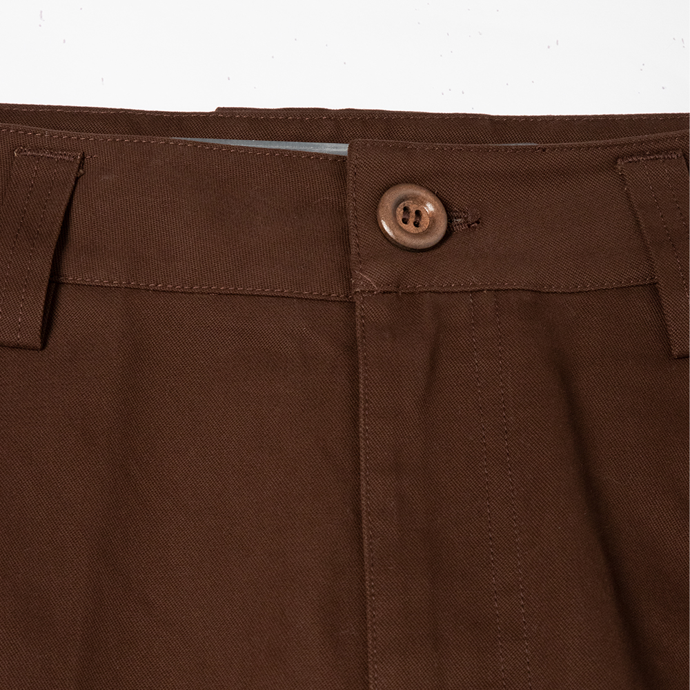 custom burgundy denim culotte shorts waistband detail