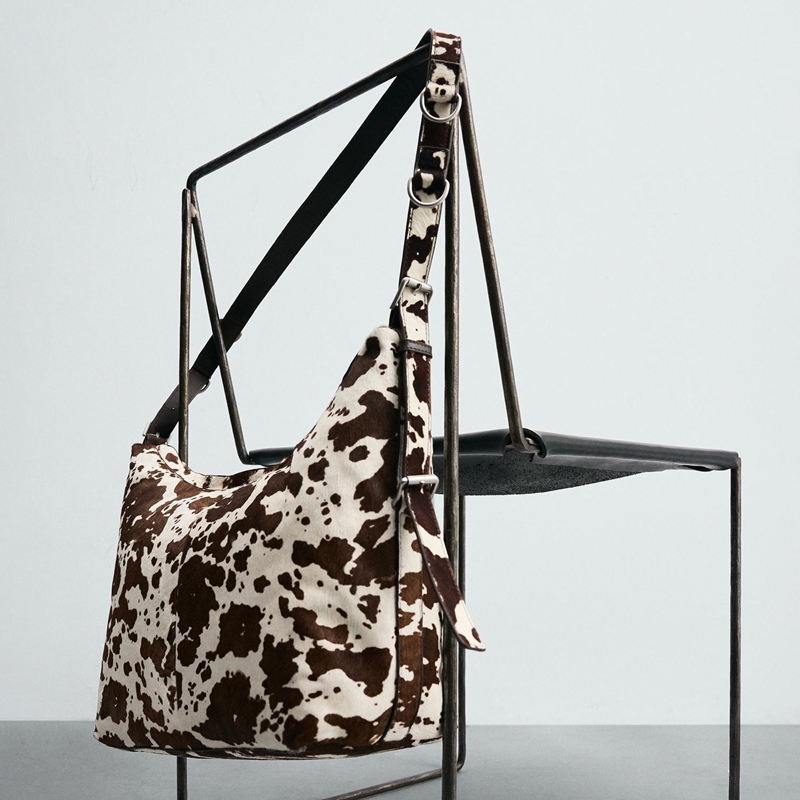 cow print hobo bag side view