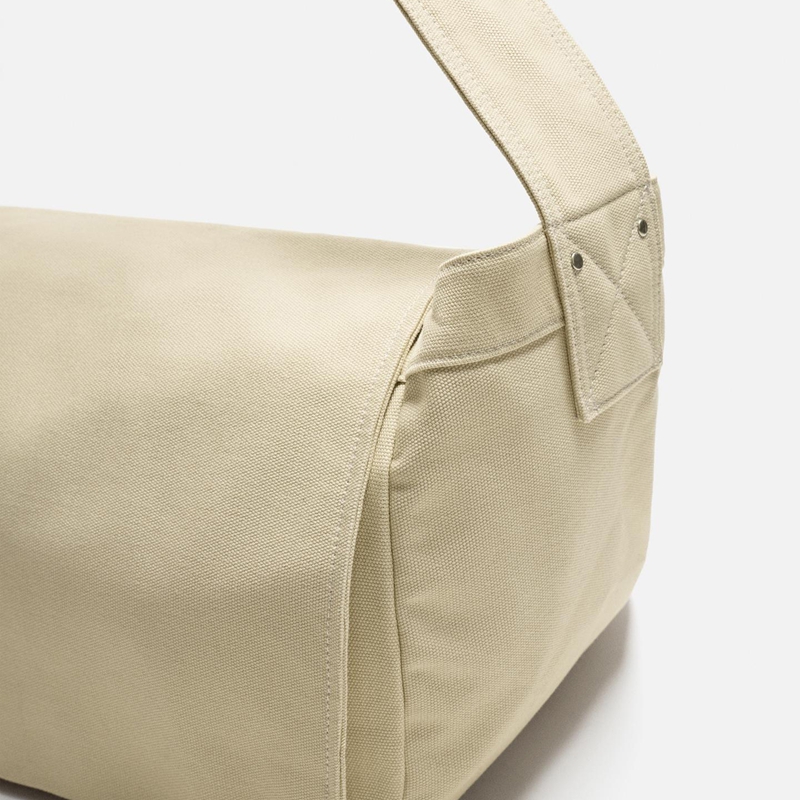 beige canvas bag strap detail