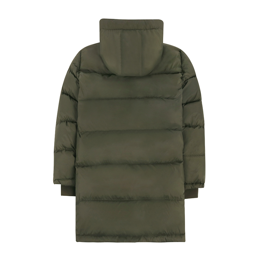 custom hooded down coat back view