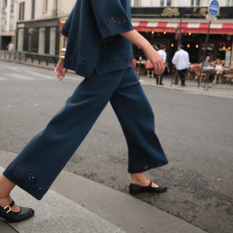boho knit trousers knit lifestyle side view