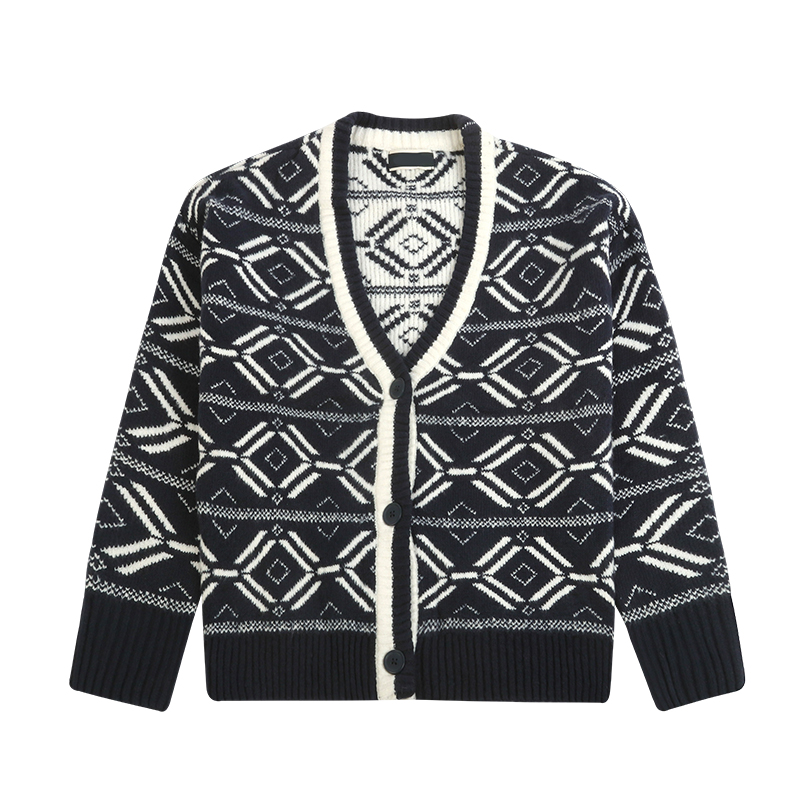 custom intarsia knit cardigan