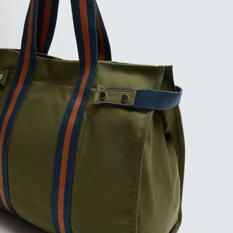 olive green tote bag side view