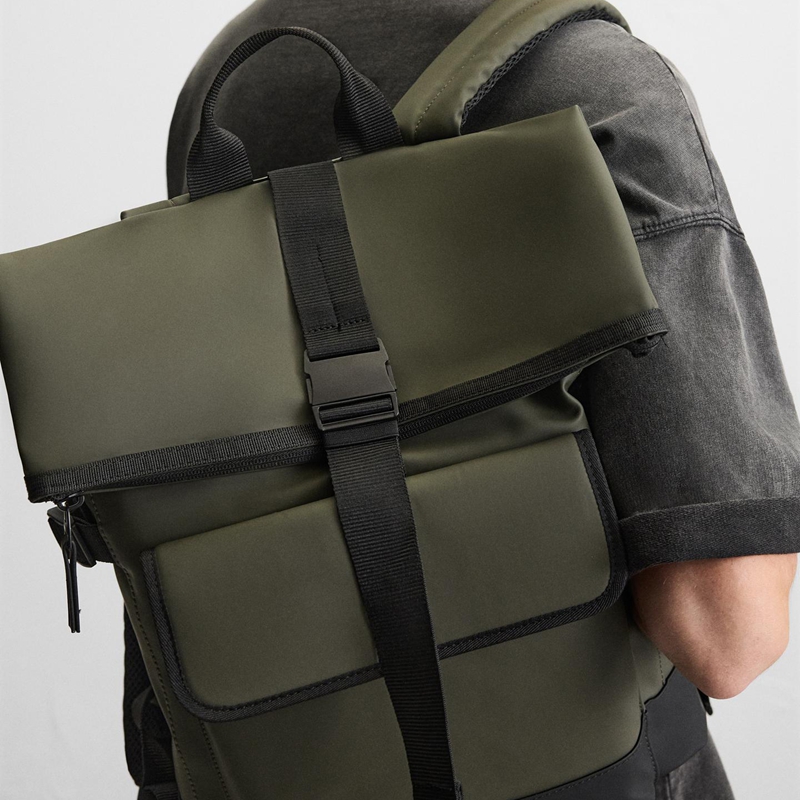 roll top backpack lifestyle detail view