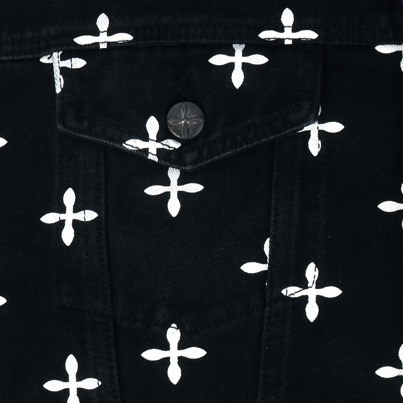cropped denim jacket pocket and button detail