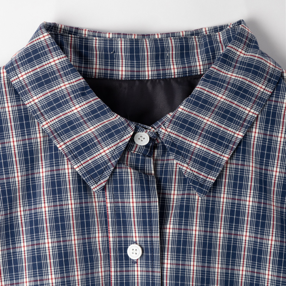 oem plaid jacket manufacturer blue plaid jacket collar details