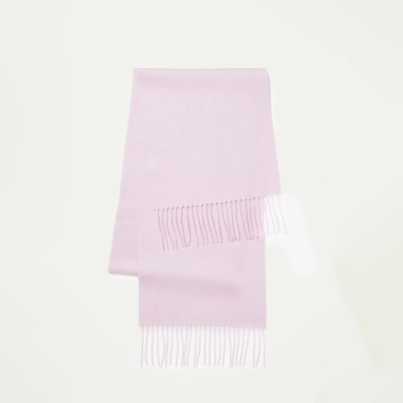 light lavender fringed wool-blend scarf front view