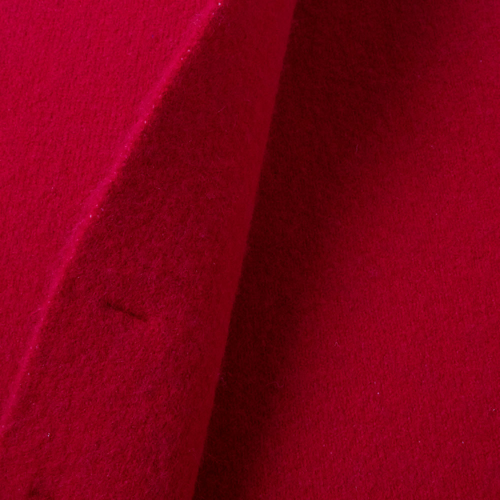 red fringed wool-blend scarf fabric detail