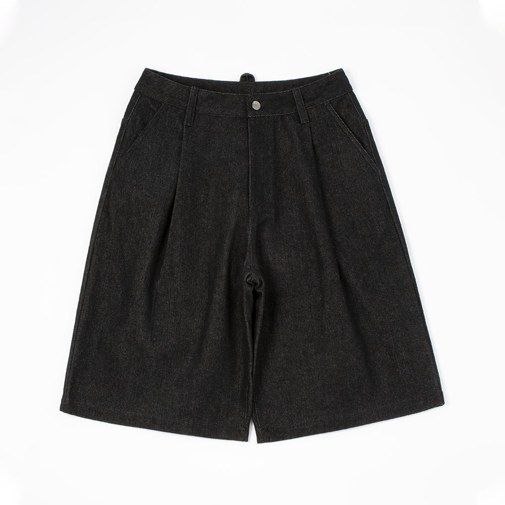 black denim culotte shorts