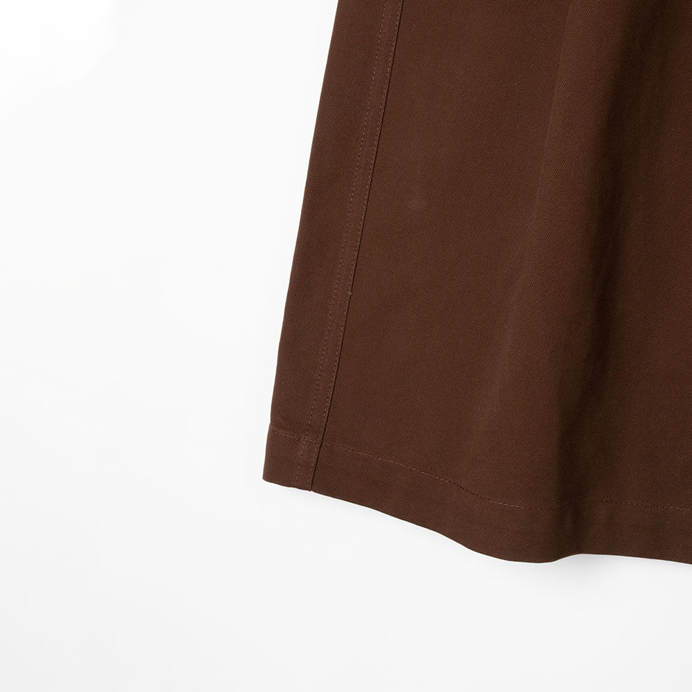 custom burgundy denim culotte shorts hem details