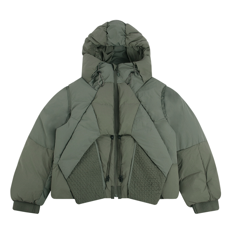 technical puffer jacket front view