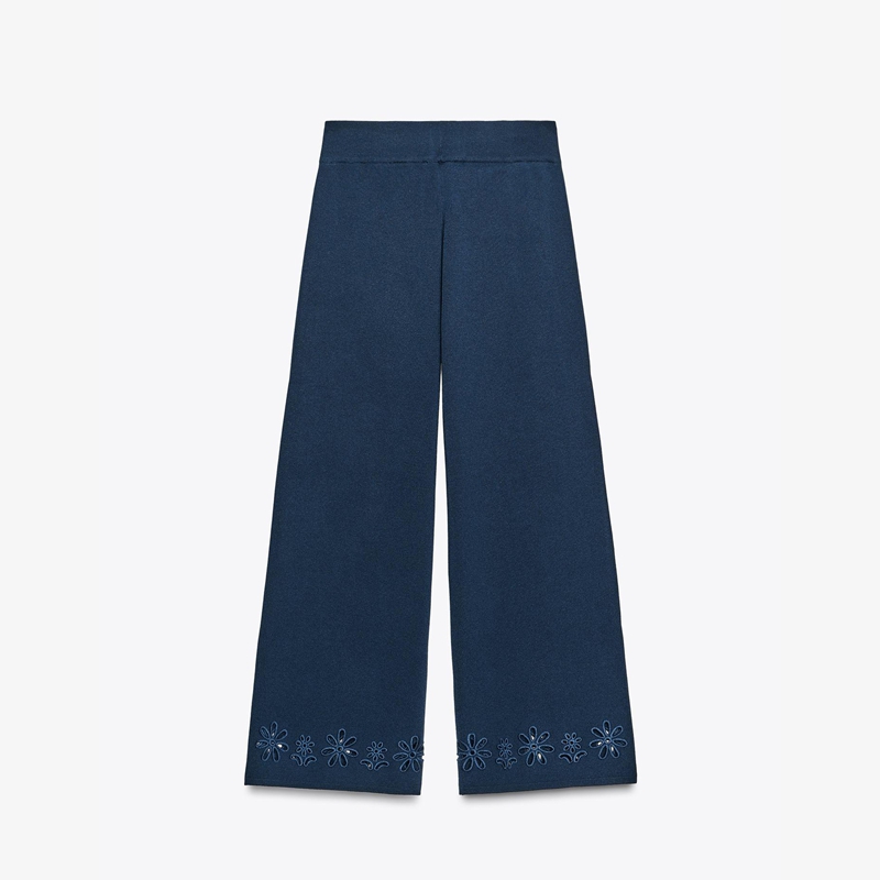 knit wide leg pants back view